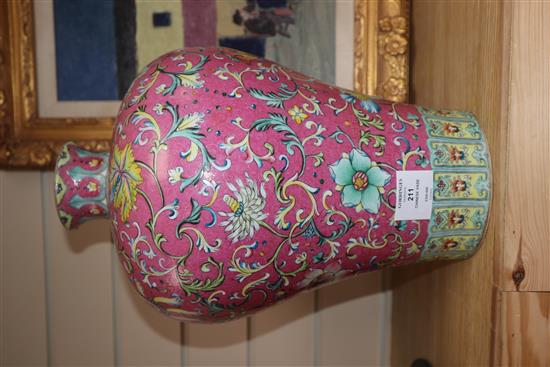 A Chinese famille rose vase